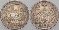 Danzig, Freie Stadt 2 Gulden 1923 Patina, fast vorzüglich