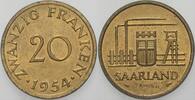 Saarland 20 Franken 1954 Sehr schön - vorzüglich