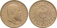 Württemberg 20 Mark 1897 F Wilhelm II. 1891-1918. Wz. Rdf., vorzüglich