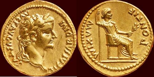 Roman Empire AV Aureus (14-37) TIBERIUS, 14-37 - Lugdunum cf. Roma Numismatics auction XVII, lot 710