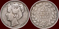 Koninkrijk der Nederlanden 25 Cents NEDERLAND (NETHERLANDS, KINGDOM) - WILHELMINA, 1890-1948 - -