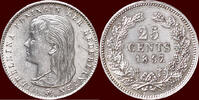 Koninkrijk der Nederlanden 25 Cents NEDERLAND (NETHERLANDS, KINGDOM) - WILHELMINA, 1890-1948 - -
