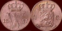 Koninkrijk der Nederlanden ½ Cent NEDERLAND (NETHERLANDS, KINGDOM) - WILLEM III, 1849-1890 - -