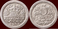 Koninkrijk der Nederlanden 5 Cents NEDERLAND (NETHERLANDS, KINGDOM) - WILHELMINA, 1890-1948 - -