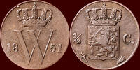 Koninkrijk der Nederlanden ½ Cent NEDERLAND (NETHERLANDS, KINGDOM) - WILLEM III, 1849-1890 - -