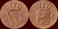 Koninkrijk der Nederlanden ½ Cent NEDERLAND (NETHERLANDS, KINGDOM) - WILLEM III, 1849-1890 - -