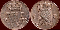 Koninkrijk der Nederlanden ½ Cent NEDERLAND (NETHERLANDS, KINGDOM) - WILLEM III, 1849-1890 - -