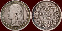 Koninkrijk der Nederlanden 25 Cents NEDERLAND (NETHERLANDS, KINGDOM) - WILHELMINA, 1890-1948 - -