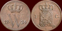 Koninkrijk der Nederlanden 1 Cent NEDERLAND (NETHERLANDS, KINGDOM) - WILLEM I, 1815-1840 - 1824, Utrecht -