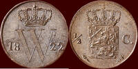 Koninkrijk der Nederlanden 1/2 Cent NEDERLAND (NETHERLANDS, KINGDOM) - WILLEM I, 1815-1840 - 1822, Utrecht -