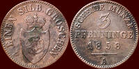 3 Pfennige GERMANY - LIPPE, FÜRSTENTUM - PAUL FRIEDRICH EMIL LEOPOLD, 1851-1875 - 1858 A, Berlin -