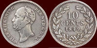 Koninkrijk der Nederlanden 10 Cents NEDERLAND (NETHERLANDS, KINGDOM) - WILLEM II, - 1849 - SCHUINE 9 -