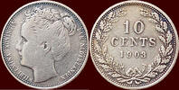 Koninkrijk der Nederlanden 10 Cents NEDERLAND (NETHERLANDS, KINGDOM) - WILHELMINA, 1890-1948 - -