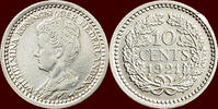 Koninkrijk der Nederlanden 10 Cents NEDERLAND (NETHERLANDS, KINGDOM) - WILHELMINA, 1890-1948 - -