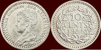Koninkrijk der Nederlanden 10 Cents NEDERLAND (NETHERLANDS, KINGDOM) - WILHELMINA, 1890-1948 - -