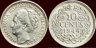 Koninkrijk der Nederlanden 10 Cents NEDERLAND (NETHERLANDS, KINGDOM) - WILHELMINA, 1890-1948 - 1944 S, San Francisco -