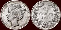 Koninkrijk der Nederlanden 25 Cents NEDERLAND (NETHERLANDS, KINGDOM) - WILHELMINA, 1890-1948 - -