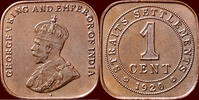 1 Cent MALAYSIA - BRITISH EMPIRE - STRAITS SETTLEMENTS - GEORGE V, 1910-1936 - -
