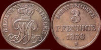 3 Pfennige GERMANY - BIRKENFELD - NICOLAUS FRIEDRICH PETER, 1853-1900 - 1858 B, Hannover -