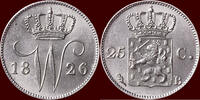Koninkrijk der Nederlanden 25 Cents NEDERLAND (NETHERLANDS, KINGDOM) - WILLEM I, 1815-1840 - 1826, Brussel -