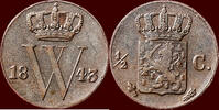 Koninkrijk der Nederlanden ½ Cent NEDERLAND (NETHERLANDS, KINGDOM) - WILLEM II, 1840-1849 - -
