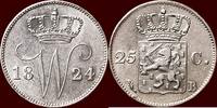 Koninkrijk der Nederlanden 25 Cents NEDERLAND (NETHERLANDS, KINGDOM) - WILLEM I, 1815-1840 - 1824, Brussel -
