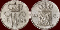 Koninkrijk der Nederlanden 25 Cents NEDERLAND (NETHERLANDS, KINGDOM) - WILLEM I, 1815-1840 - 1825, Utrecht -