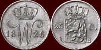 Koninkrijk der Nederlanden 25 cents NEDERLAND (NETHERLANDS, KINGDOM) - WILLEM I, 1815-1840 - 1826, Brussel -