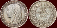 Koninkrijk der Nederlanden 25 Cents NEDERLAND (NETHERLANDS, KINGDOM) - WILHELMINA, 1890-1948 - -