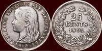 Koninkrijk der Nederlanden 25 Cents NEDERLAND (NETHERLANDS, KINGDOM) - WILHELMINA, 1890-1948 - -