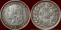 Koninkrijk der Nederlanden 25 Cents NEDERLAND (NETHERLANDS, KINGDOM) - WILHELMINA, 1890-1948 - -