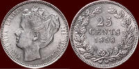 Koninkrijk der Nederlanden 25 Cents NEDERLAND (NETHERLANDS, KINGDOM) - WILHELMINA, 1890-1948 - -
