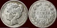 Koninkrijk der Nederlanden 25 Cents NEDERLAND (NETHERLANDS, KINGDOM) - WILHELMINA, 1890-1948 - 1901 -