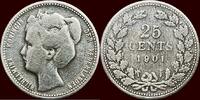 Koninkrijk der Nederlanden 25 Cents NEDERLAND (NETHERLANDS, KINGDOM) - WILHELMINA, 1890-1948 - 1901 -