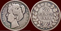 Koninkrijk der Nederlanden 25 Cents NEDERLAND (NETHERLANDS, KINGDOM) - WILHELMINA, 1890-1948 - -