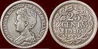 Koninkrijk der Nederlanden 25 Cents NEDERLAND (NETHERLANDS, KINGDOM) - WILHELMINA, 1890-1948 - -