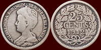 Koninkrijk der Nederlanden 25 Cents NEDERLAND (NETHERLANDS, KINGDOM) - WILHELMINA, 1890-1948 - -