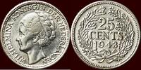 Koninkrijk der Nederlanden 25 Cents NEDERLAND (NETHERLANDS, KINGDOM) - WILHELMINA, 1890-1948 - 1943 P, Philadelphia -