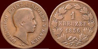 1 Kreuzer GERMANY - BADEN, GROSHERTOGTUM - FRIEDRICH I, 1852-1907 - 1856, Karlsruhe -