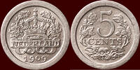 Koninkrijk der Nederlanden 5 Cents NEDERLAND (NETHERLANDS, KINGDOM) - WILHELMINA, 1890-1948 - -