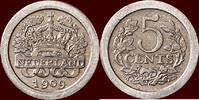 Koninkrijk der Nederlanden 5 Cents NEDERLAND (NETHERLANDS, KINGDOM) - WILHELMINA, 1890-1948 - -