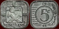 Koninkrijk der Nederlanden 5 Cents NEDERLAND (NETHERLANDS, KINGDOM) - DUITSE BEZETTING (GERMAN OCCUPATION), 1940-1945 - -
