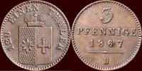 3 Pfennige GERMANY - WALDECK-PYRMONT, FÜRSTENTUM - GEORG VICTOR, 1845-1893 - 1867 B, Hannover -