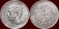 1 Gulden GERMANY - BADEN, GROSHERTOGTUM - FRIEDRICH I, 1852-1907 - 1867, Karlsruhe -