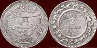 2 Francs TUNISIA (TUNISIE / TUNESIEN) - FRENCH PROTECTORATE - MUHAMMAD AL-NASIR BEY, 1906-1922 - 1911 A, Paris -
