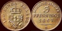 3 Pfenninge GERMANY - PREUSSEN, KÖNIGREICH - WILHELM I, 1861-1888 - 1867 B, Hannover -