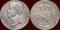 Koninkrijk der Nederlanden 2 ½ Gulden NEDERLAND (NETHERLANDS, KINGDOM) - WILLEM II, - 1845 - PAREL -