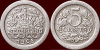 Koninkrijk der Nederlanden 5 Cents NEDERLAND (NETHERLANDS, KINGDOM) - WILHELMINA, 1890-1948 - -