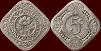 Koninkrijk der Nederlanden 5 Cents NEDERLAND (NETHERLANDS, KINGDOM) - WILHELMINA, 1890-1948 - -