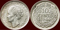 Koninkrijk der Nederlanden 10 Cents NEDERLAND (NETHERLANDS, KINGDOM) - WILHELMINA, 1890-1948 - 1944 P, Philadelphia -